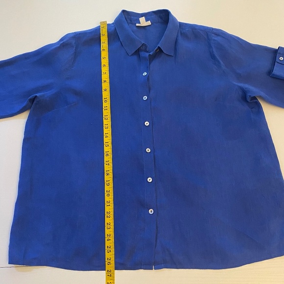 J. Jill Love Linen Royal Blue Button Down Shirt Size Large Petite - Picture 13 of 15